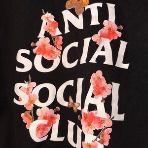 Anti social social club sweatshirt with cherry blossom flowers